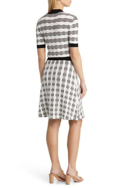 Shop Hugo Boss Boss Foldiana Knit A-line Dress In Grey Pattern