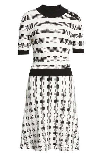 Shop Hugo Boss Boss Foldiana Knit A-line Dress In Grey Pattern