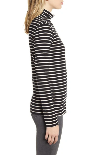 Shop Ag Chels Stripe Turtleneck Top In True Black/ Ivory Dust