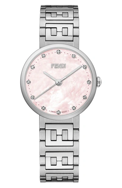 Shop Fendi Forever  Diamond Bracelet Watch, 29mm In Stainless Steel