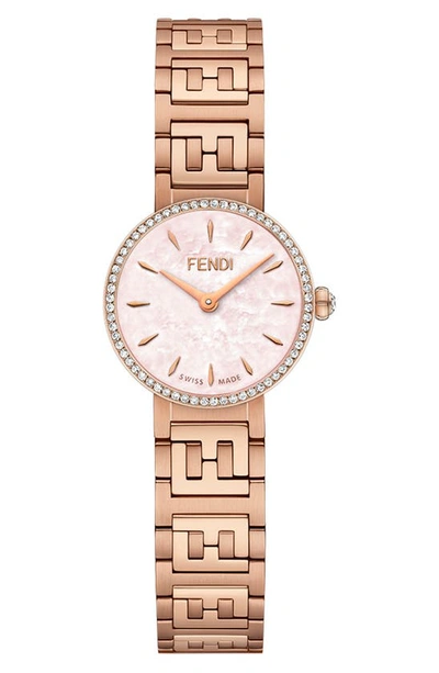 Shop Fendi Forever  Diamond Bracelet Watch, 19mm In Rose Gold