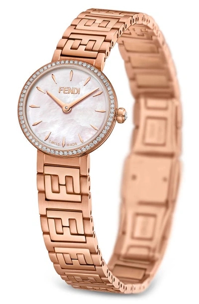 Shop Fendi Forever  Diamond Bracelet Watch, 19mm In Rose Gold