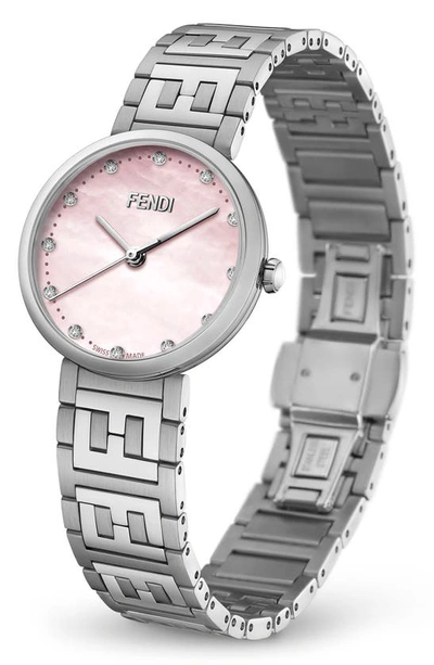 Shop Fendi Forever  Diamond Bracelet Watch, 29mm In Stainless Steel