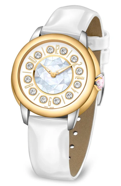 Fendi Ishine Leather Strap Watch, 33mm In Two Tone