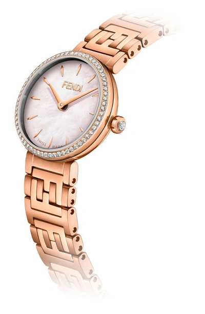 Shop Fendi Forever  Diamond Bracelet Watch, 19mm In Rose Gold