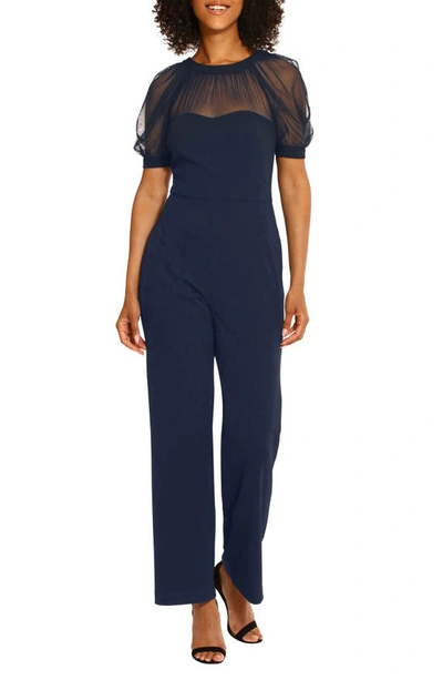 Shop Maggy London Illusion Jumpsuit In Twilight Navy
