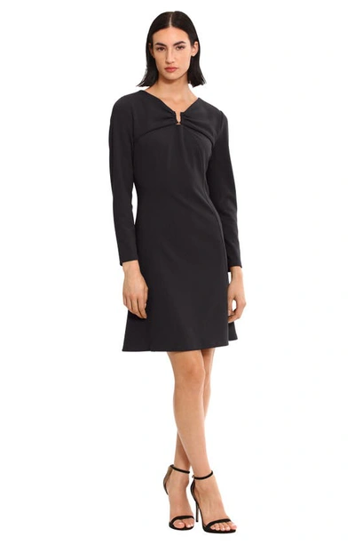 Donna Morgan For Maggy U-hardware Long Sleeve Fit & Flare Dress In Black