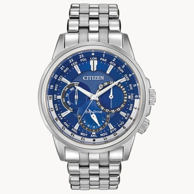 Shop Citizen Men's Classic Calendrier Eco-drive Watch In Stainless/blue Dial In Multi