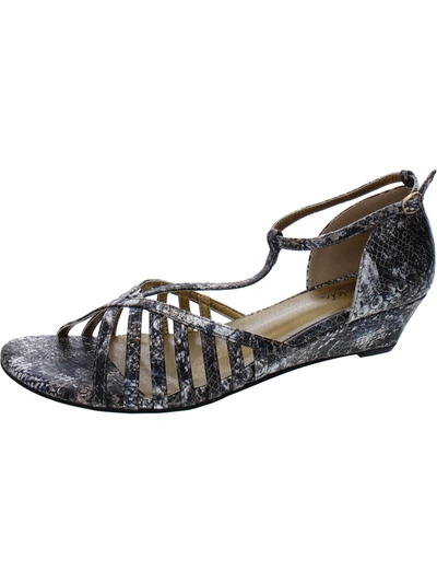 Shop Bellini Lux Womens Faux Leather Embossed Wedge Sandals In Multi