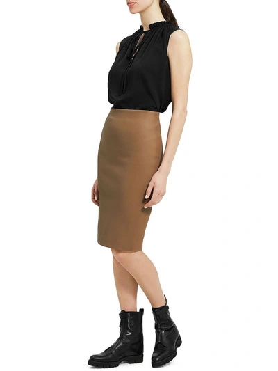 Shop Theory Womens Faux Leather Midi Pencil Skirt In Multi