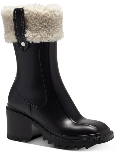 Shop Inc Eddiie 2 Womens Faux Shearling Mid-calf Rain Boots In Black