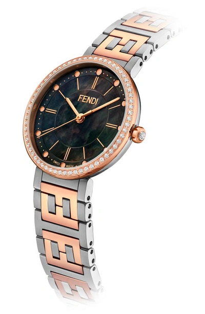 Shop Fendi Forever  Two-tone Diamond Bracelet Watch, 29mm In Two Tone