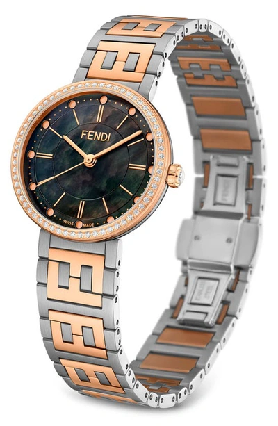 Shop Fendi Forever  Two-tone Diamond Bracelet Watch, 29mm In Two Tone