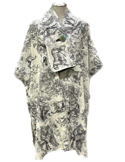 An Ren Robe Dress In Ivory In Multi