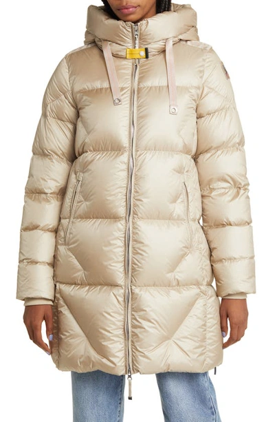 Shop Parajumpers Janet Hooded Water Repellent 750 Fill Power Down Puffer Jacket In Tapioca