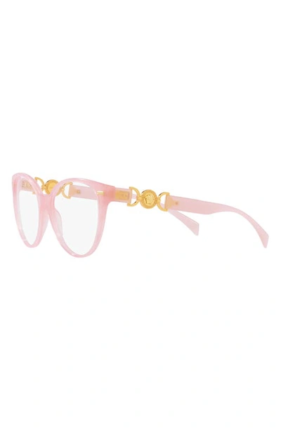 Shop Versace 55mm Cat Eye Optical Glasses In Opal Pink