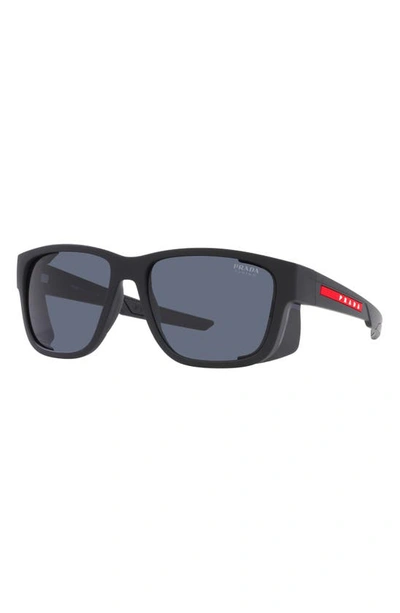 Shop Prada 59mm Pillow Sunglasses In Rubber Black