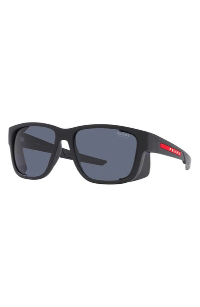Prada 59mm Pillow Sunglasses In Rubber Black