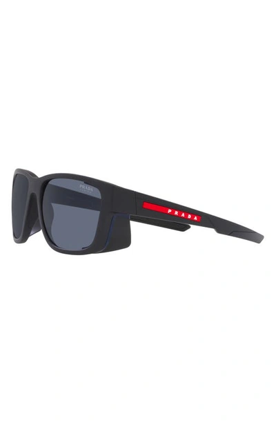 Shop Prada 59mm Pillow Sunglasses In Rubber Black