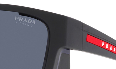 Shop Prada 59mm Pillow Sunglasses In Rubber Black