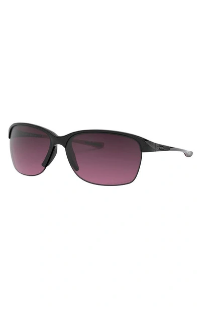 Shop Oakley Unstoppable 65mm Gradient Polarized Oversize Rectangular Sunglasses In Black/ Smokey/ Rose Gold P