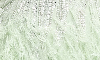 Shop Asos Design Edition Curve Crystal Embellished Faux Feather Cocktail Dress In Mid Green