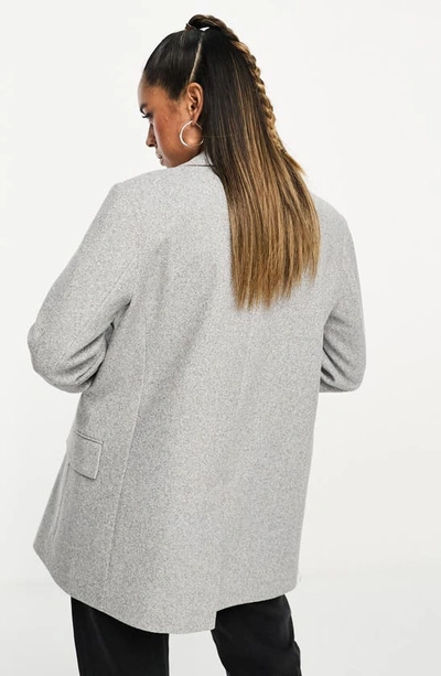 Shop Asos Design Double Breasted Boyfriend Knit Jacket In Grey