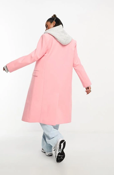 Shop Asos Design Double Breasted Dad Coat In Pink