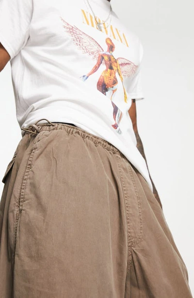 Asos Design Oversized Parachute Pants In Washed Brown In Brown