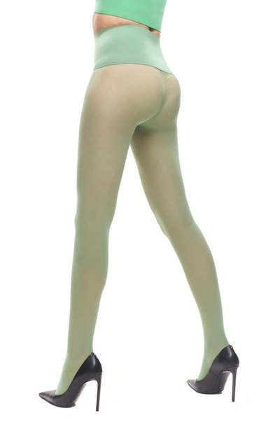 Shop Heist The Sixty High Opaque Tights In Loden Green
