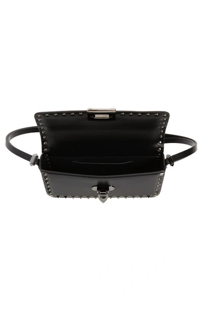 Shop Valentino Rockstud Leather East/west Shoulder Bag In Nero