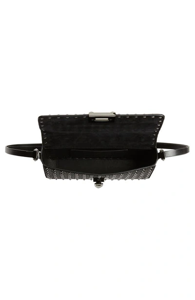 Shop Valentino Rockstud Leather East/west Shoulder Bag In Jet/ Nero
