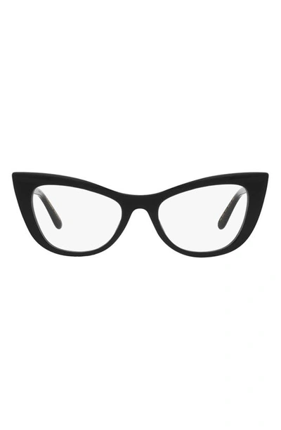 Shop Dolce & Gabbana 54mm Cat Eye Optical Glasses In Black