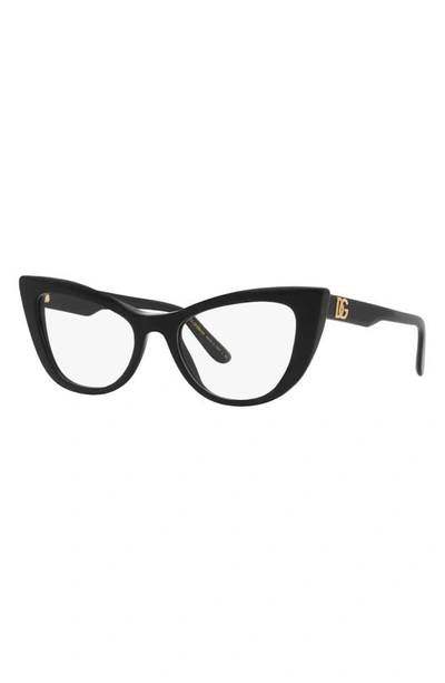 Shop Dolce & Gabbana 54mm Cat Eye Optical Glasses In Black