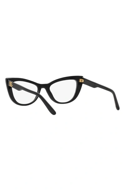 Shop Dolce & Gabbana 54mm Cat Eye Optical Glasses In Black