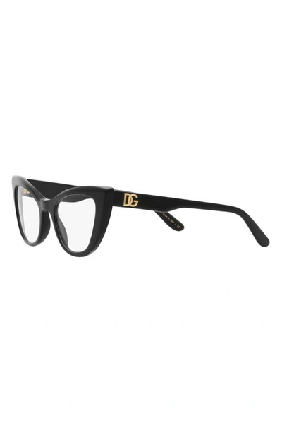 Shop Dolce & Gabbana 54mm Cat Eye Optical Glasses In Black