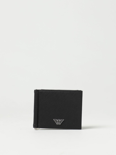 Emporio Armani Wallet In Saffiano Synthetic Leather In Black