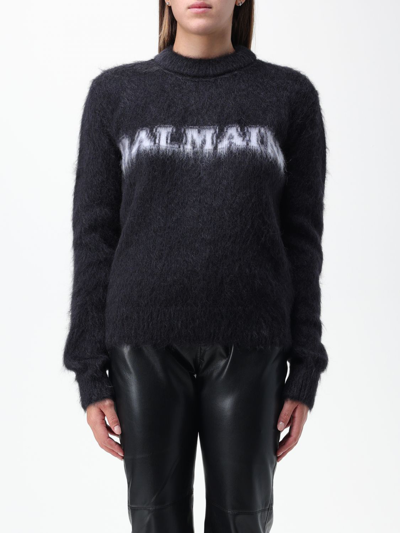 Shop Balmain Sweater In Mohair Wool Blend In Black