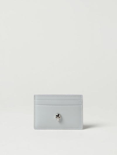 Shop Alexander Mcqueen Leather Credit Card Holder In Ice