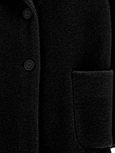 Monnalisa Oversize Heart Coat In Cloth In Black