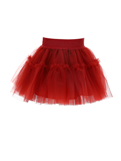 Shop Monnalisa Silk-touch Tulle Skirt In Ruby Red