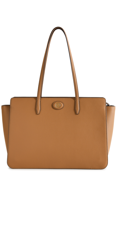 Shop Tory Burch Robinson Pebbled Tote Tigers Eye One Size