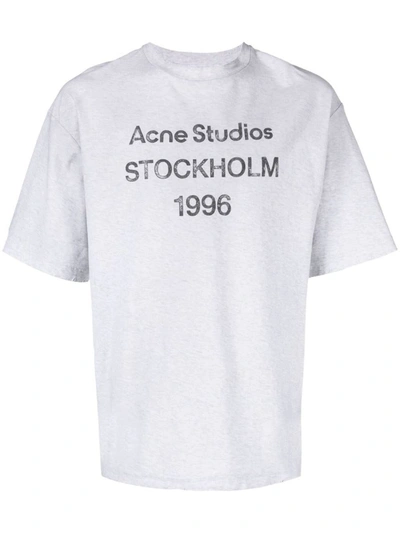 Shop Acne Studios Logo Organic Cotton T-shirt In Grey