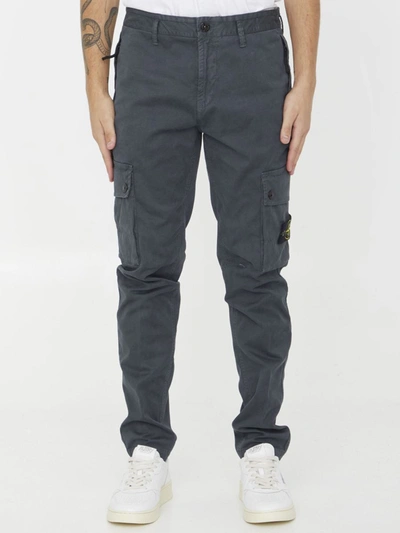 Shop Stone Island Compass-patch Straight-leg Trousers In Grey