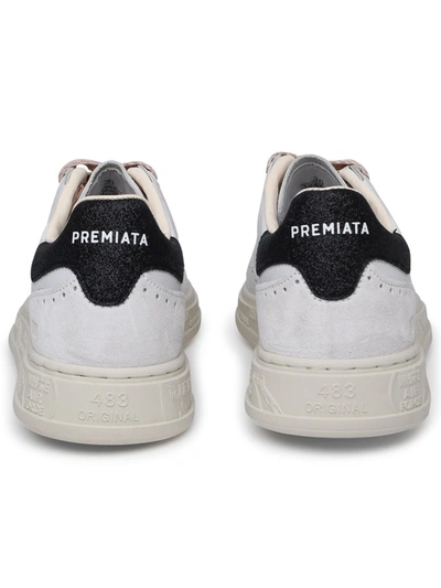 Shop Premiata 'quinnd' White Leather Sneakers
