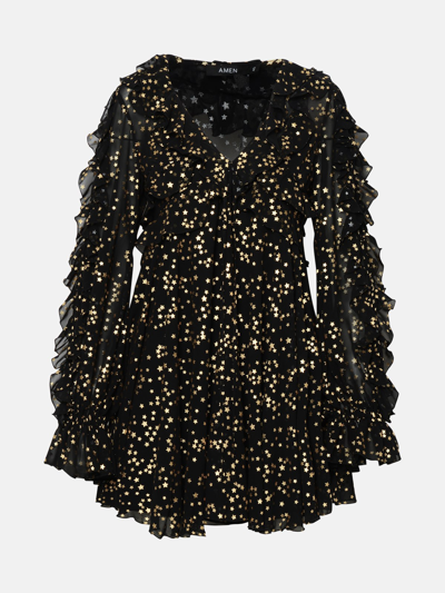 Shop Amen Black Polyester Chiffon Dress