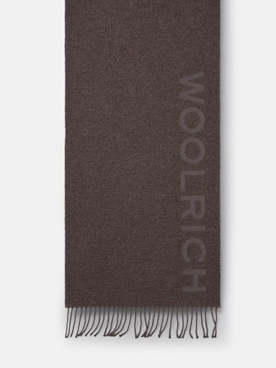 Shop Woolrich Light Dove Gray Alpaca Blend Logo Scarf In Beige
