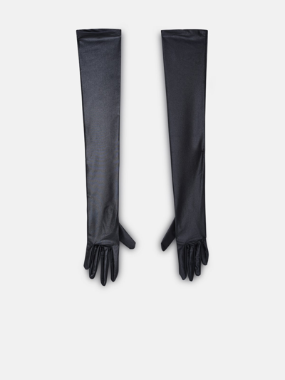 Shop Saint Laurent Long Gloves In Black Polyamide