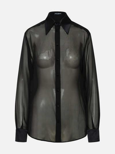 Shop Dolce & Gabbana Black Silk Shirt