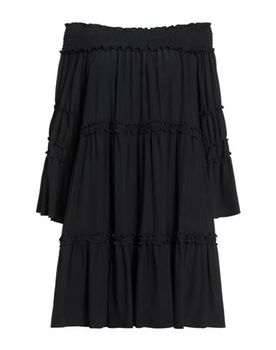 Shop Dondup Woman Mini Dress Black Size 6 Silk